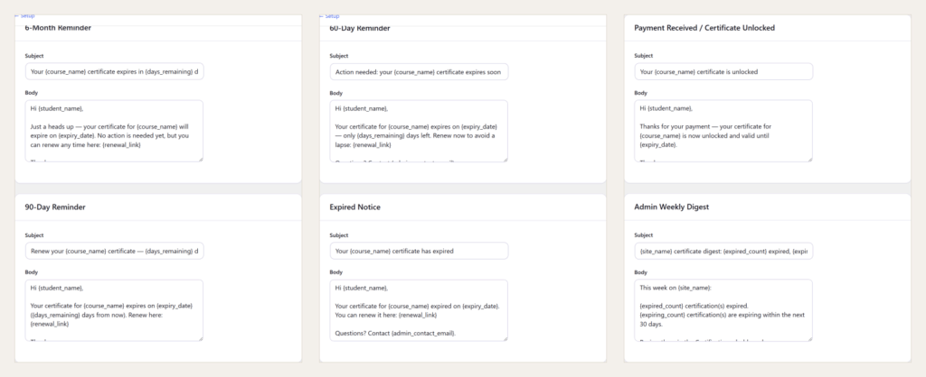 Certificate Expiry email templates | PluginSprout Certificate Expiry email templates