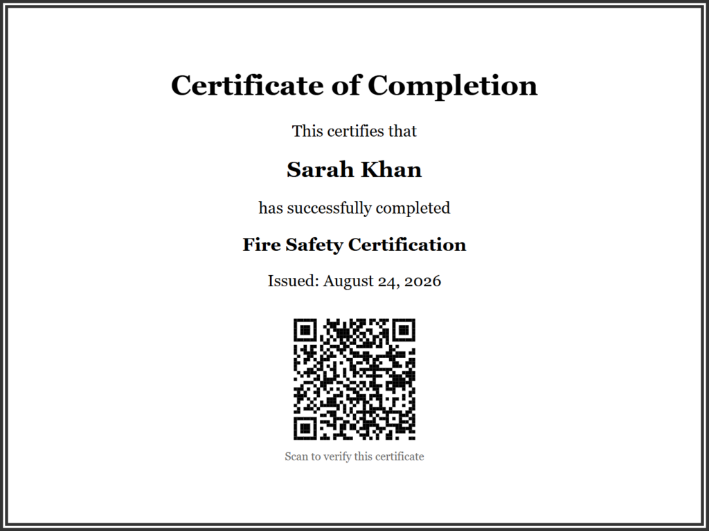 LearnDash certificate with verification QR code