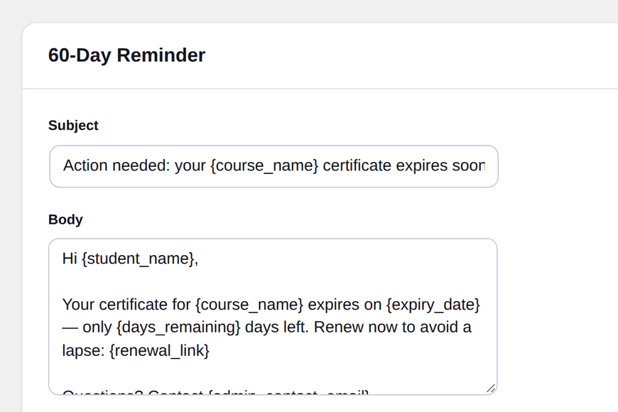 LearnDash Certificate Renewal reminder email with its renewal link